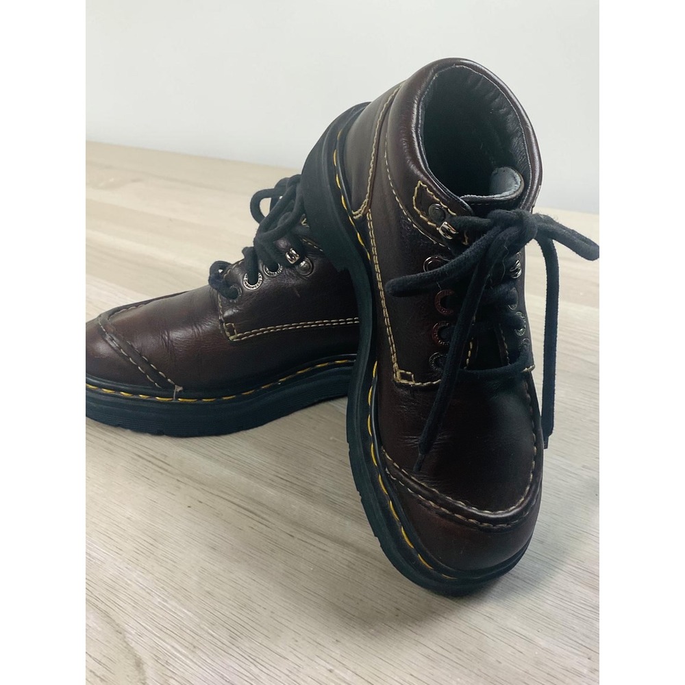 Dr. Martens Vintage Brown Leather Moc Toe Chunky 90s Grunge Boots UK 4/US 6